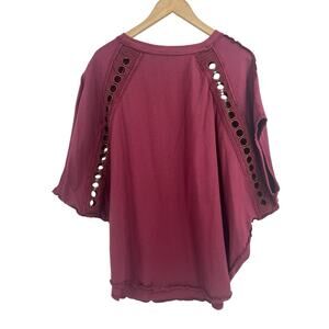 Free People Burgundy Blouse with Eyelet Details